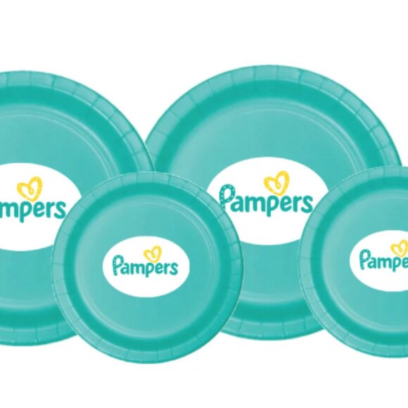 Mom's To Be Diaper Party Disposable Custom Pamphers Plates Set dad to be - Picture 4 of 4